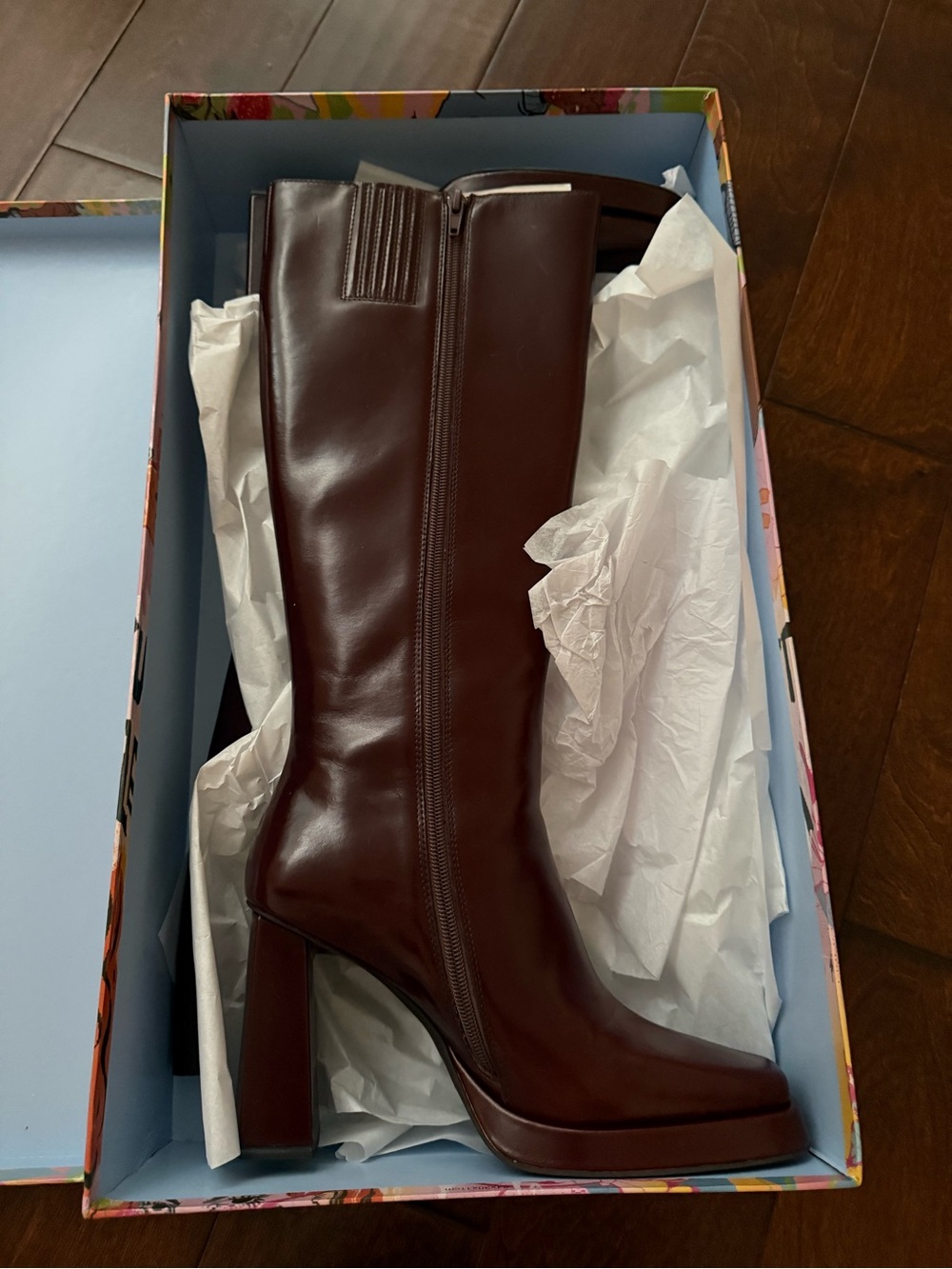 Women's Tall Platform Block Heel Boots in Deep Burgundy Jeffery Campbell.